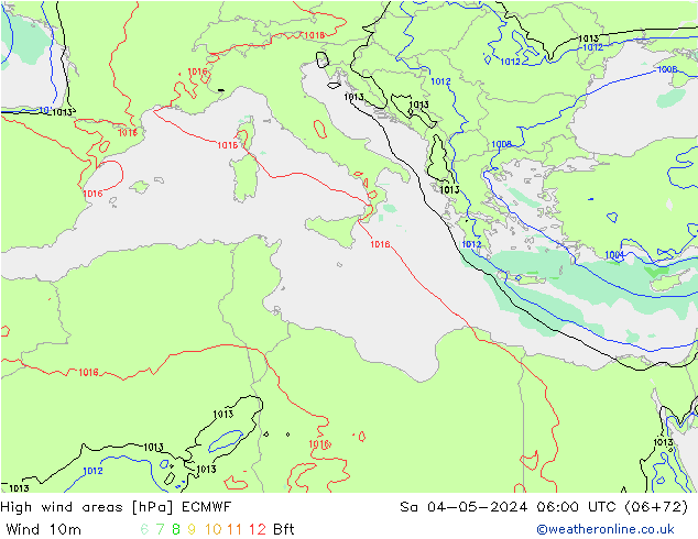 High wind areas ECMWF So 04.05.2024 06 UTC