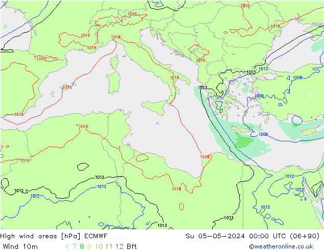 High wind areas ECMWF dom 05.05.2024 00 UTC