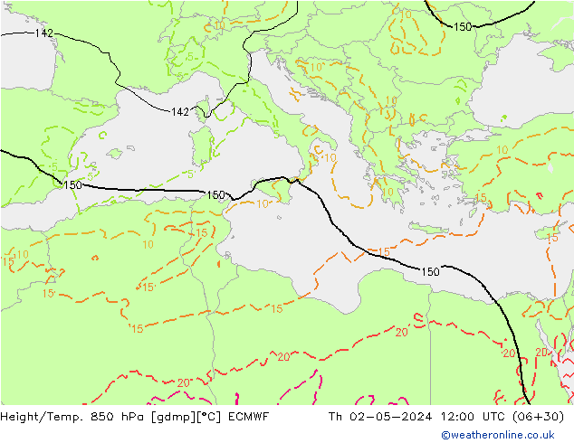 Z500/Rain (+SLP)/Z850 ECMWF Qui 02.05.2024 12 UTC