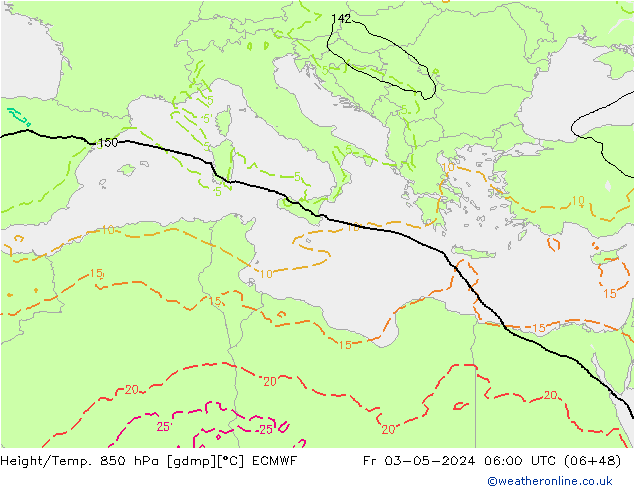 Z500/Rain (+SLP)/Z850 ECMWF Fr 03.05.2024 06 UTC