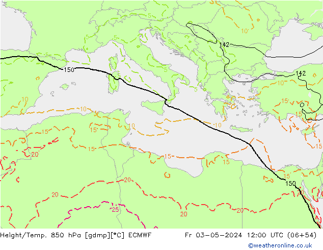 Z500/Rain (+SLP)/Z850 ECMWF ven 03.05.2024 12 UTC