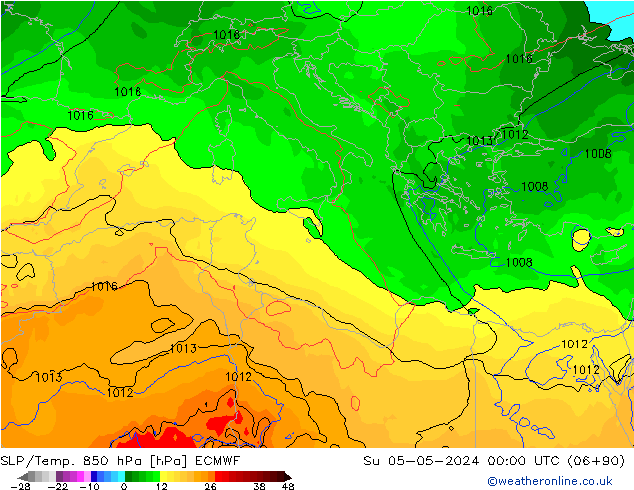 SLP/Temp. 850 hPa ECMWF dom 05.05.2024 00 UTC