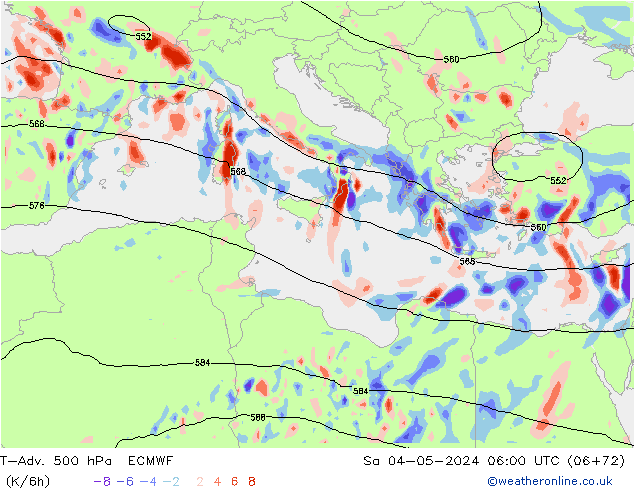 T-Adv. 500 hPa ECMWF So 04.05.2024 06 UTC