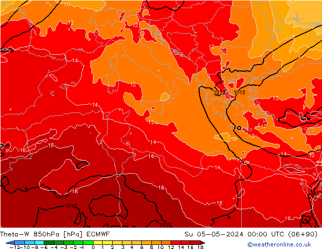 Theta-W 850hPa ECMWF zo 05.05.2024 00 UTC