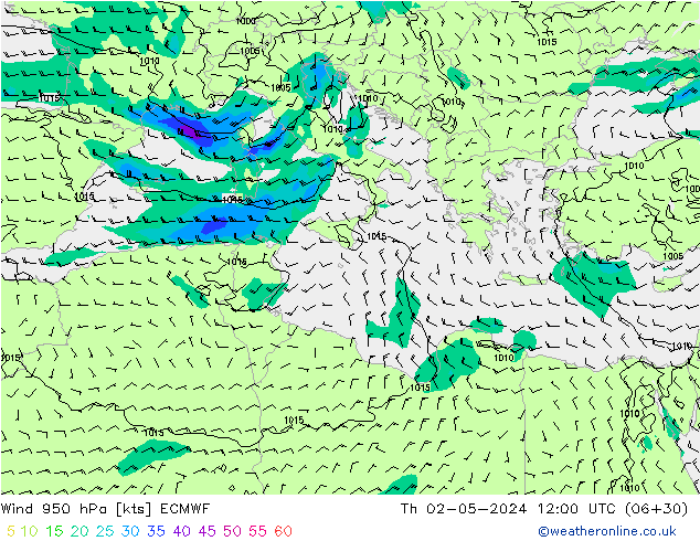 Wind 950 hPa ECMWF Th 02.05.2024 12 UTC