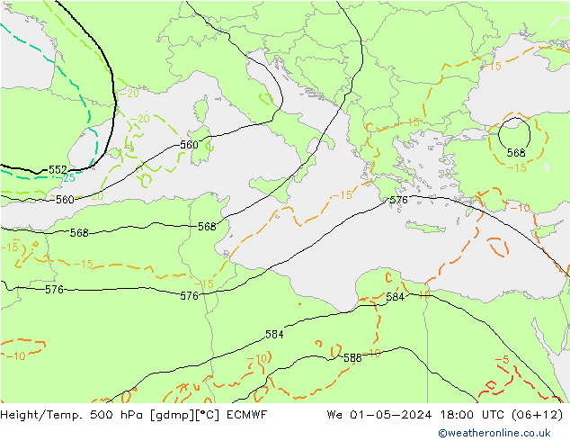 Z500/Rain (+SLP)/Z850 ECMWF We 01.05.2024 18 UTC