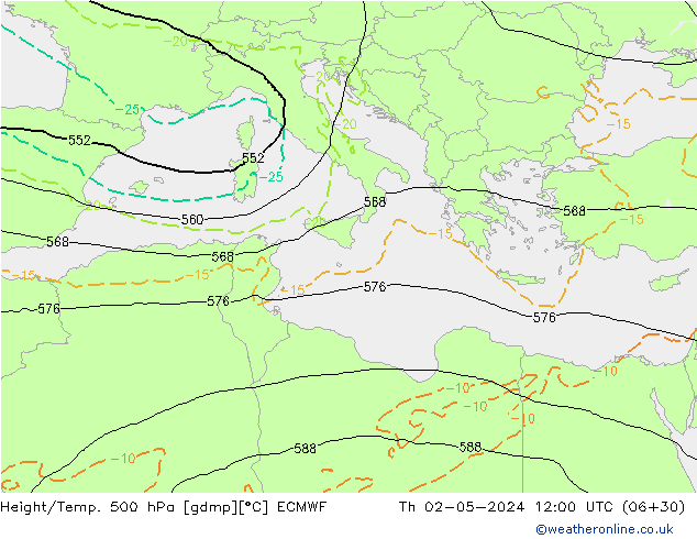 Z500/Regen(+SLP)/Z850 ECMWF do 02.05.2024 12 UTC