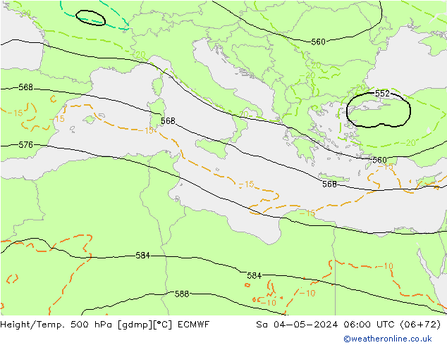 Height/Temp. 500 hPa ECMWF So 04.05.2024 06 UTC