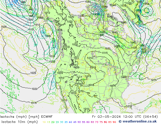 Isotachs (mph) ECMWF Fr 03.05.2024 12 UTC