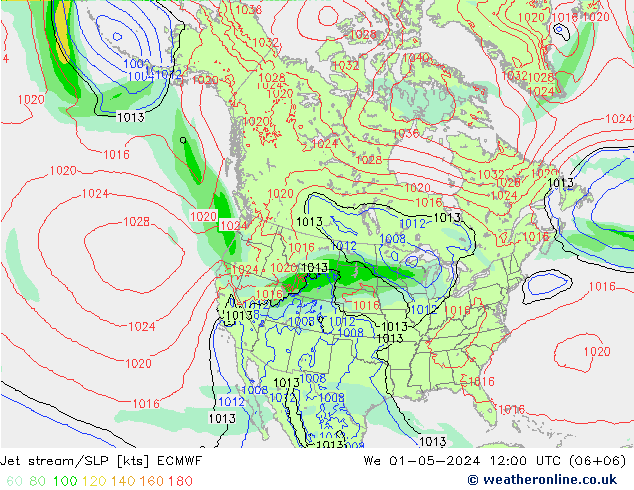 Polarjet/Bodendruck ECMWF Mi 01.05.2024 12 UTC