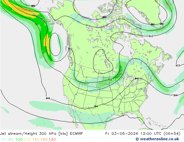 Jet stream/Height 300 hPa ECMWF Fr 03.05.2024 12 UTC