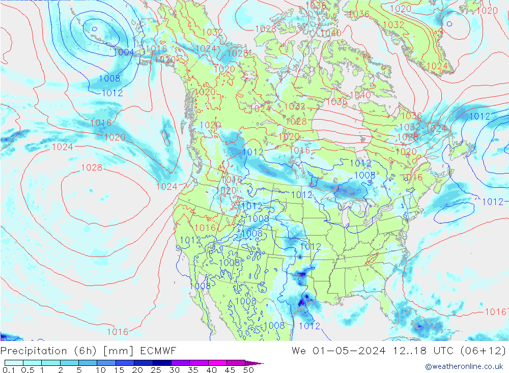 Z500/Rain (+SLP)/Z850 ECMWF Mi 01.05.2024 18 UTC