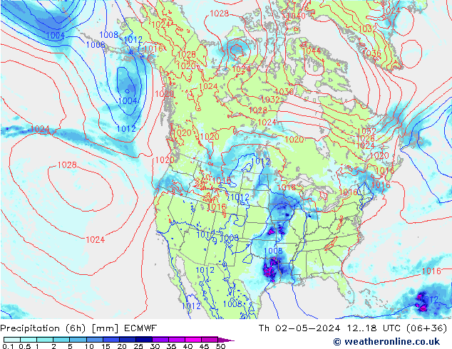 Z500/Rain (+SLP)/Z850 ECMWF czw. 02.05.2024 18 UTC