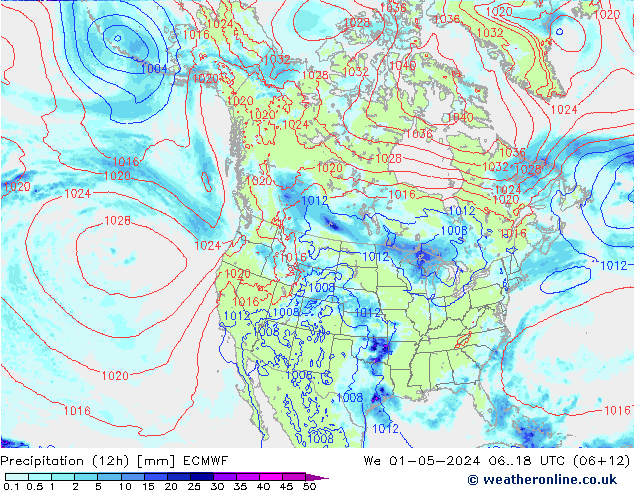 Nied. akkumuliert (12Std) ECMWF Mi 01.05.2024 18 UTC