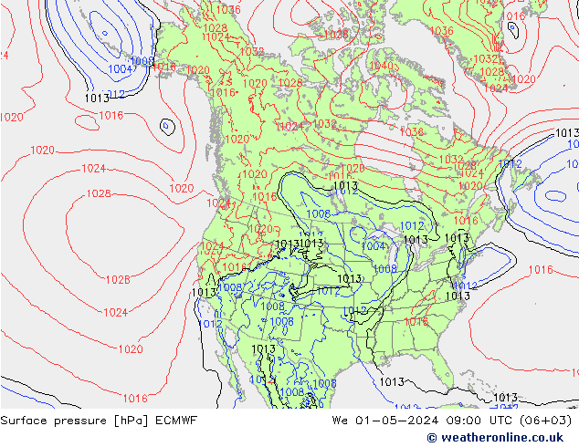 Atmosférický tlak ECMWF St 01.05.2024 09 UTC