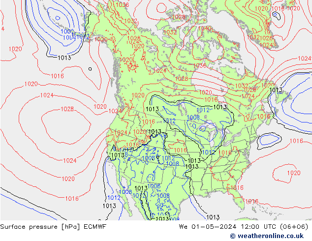 Bodendruck ECMWF Mi 01.05.2024 12 UTC