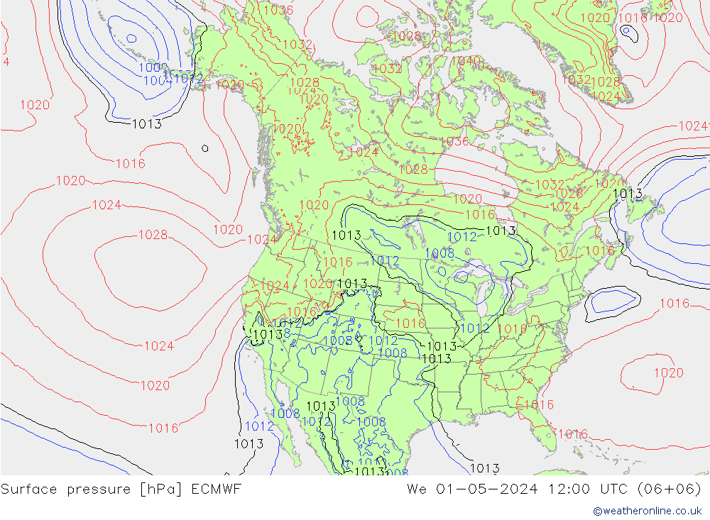 Bodendruck ECMWF Mi 01.05.2024 12 UTC