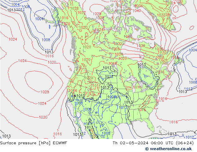 Presión superficial ECMWF jue 02.05.2024 06 UTC