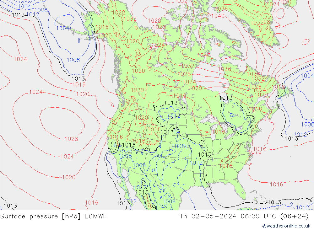 pressão do solo ECMWF Qui 02.05.2024 06 UTC