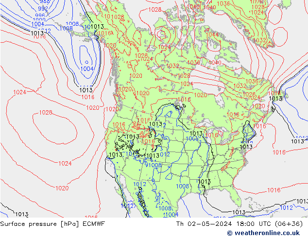 Surface pressure ECMWF Th 02.05.2024 18 UTC