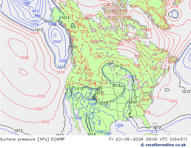 Yer basıncı ECMWF Cu 03.05.2024 09 UTC