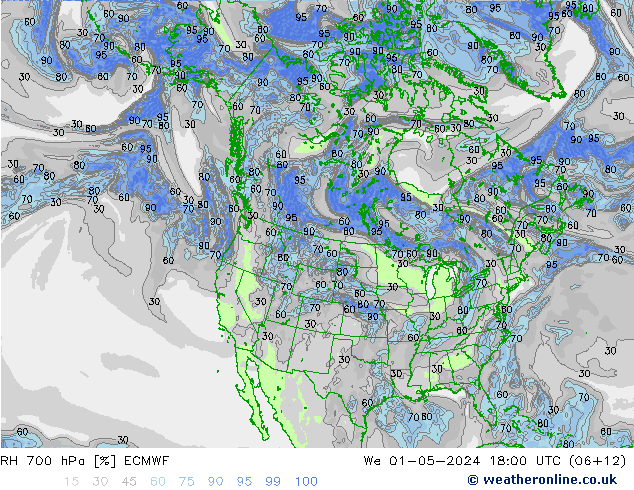 RH 700 hPa ECMWF Mi 01.05.2024 18 UTC