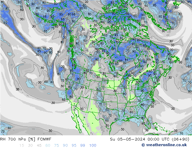 Humidité rel. 700 hPa ECMWF dim 05.05.2024 00 UTC