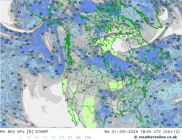 RH 850 hPa ECMWF Mi 01.05.2024 18 UTC