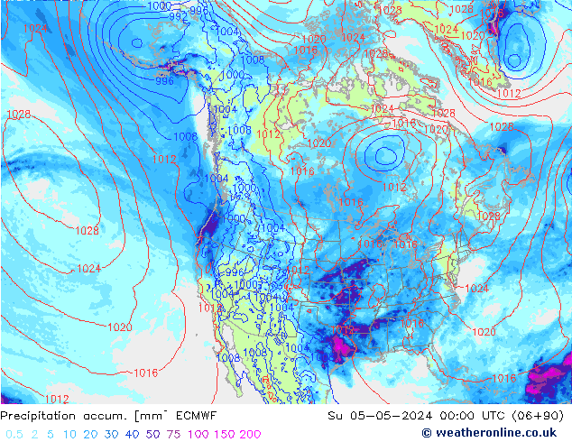 Toplam Yağış ECMWF Paz 05.05.2024 00 UTC