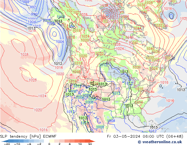 Drucktendenz ECMWF Fr 03.05.2024 06 UTC