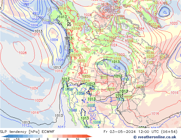 Tendenza di Pressione ECMWF ven 03.05.2024 12 UTC