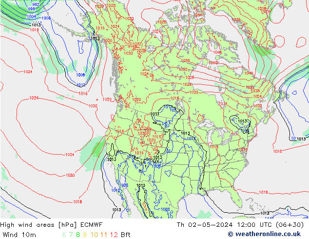 High wind areas ECMWF Th 02.05.2024 12 UTC