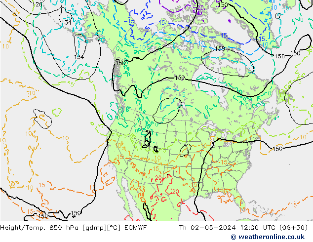 Z500/Rain (+SLP)/Z850 ECMWF Th 02.05.2024 12 UTC