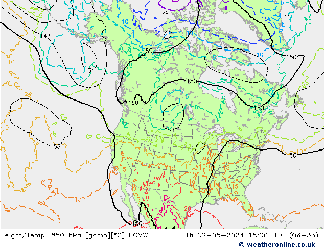 Z500/Yağmur (+YB)/Z850 ECMWF Per 02.05.2024 18 UTC