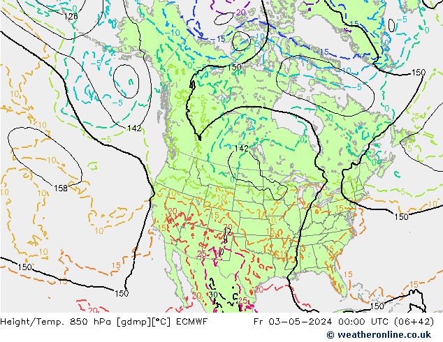 Z500/Rain (+SLP)/Z850 ECMWF ven 03.05.2024 00 UTC