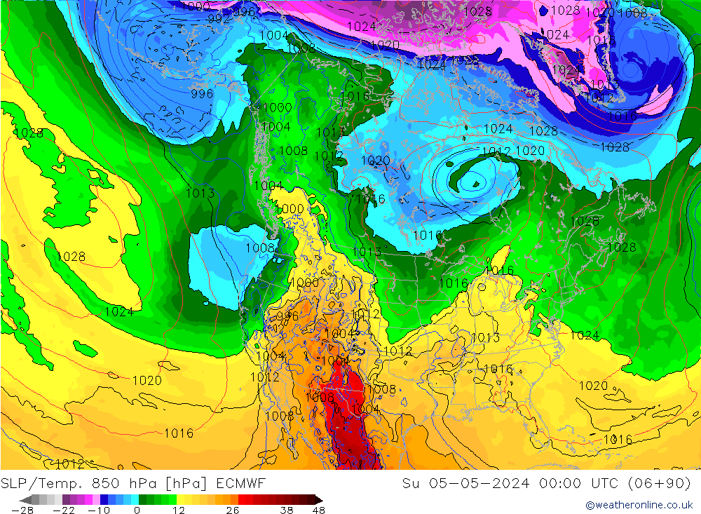 SLP/Temp. 850 hPa ECMWF dim 05.05.2024 00 UTC