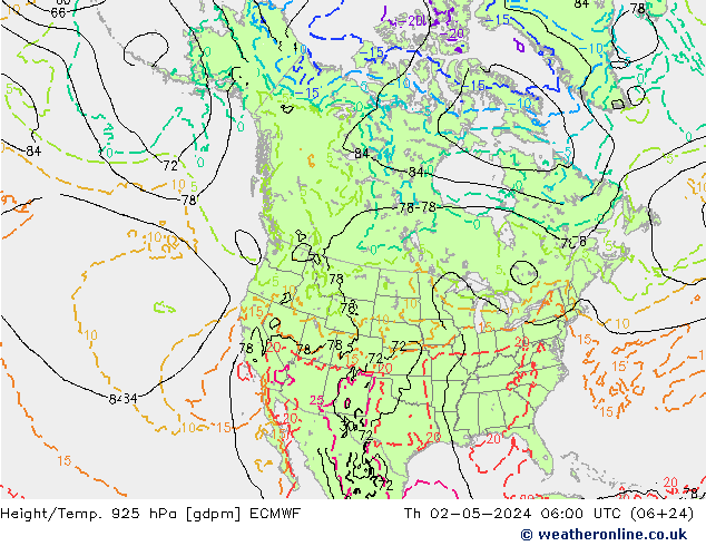 Height/Temp. 925 hPa ECMWF Čt 02.05.2024 06 UTC