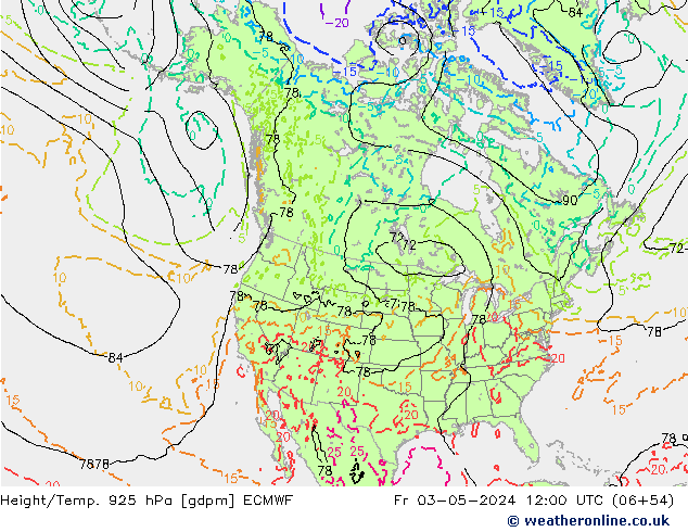 Height/Temp. 925 hPa ECMWF Fr 03.05.2024 12 UTC