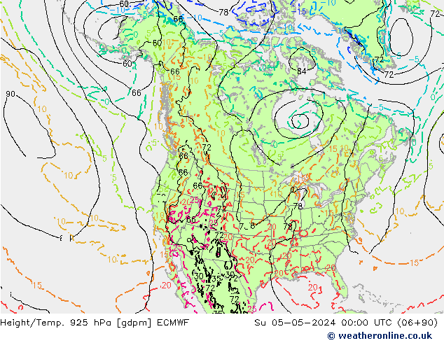 Height/Temp. 925 hPa ECMWF  05.05.2024 00 UTC