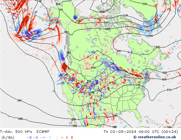 T-Adv. 500 hPa ECMWF  02.05.2024 06 UTC