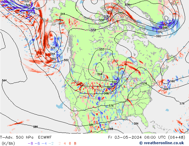 T-Adv. 500 hPa ECMWF Fr 03.05.2024 06 UTC