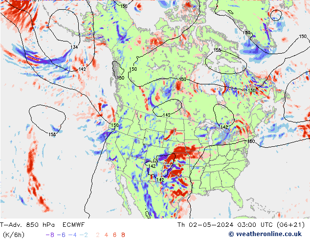 T-Adv. 850 hPa ECMWF Th 02.05.2024 03 UTC