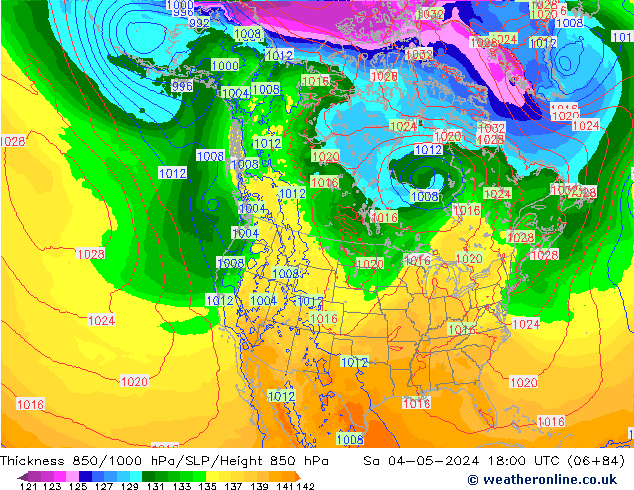 Schichtdicke 850-1000 hPa ECMWF Sa 04.05.2024 18 UTC