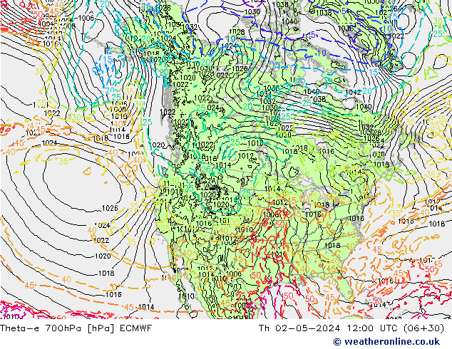 Theta-e 700hPa ECMWF jeu 02.05.2024 12 UTC