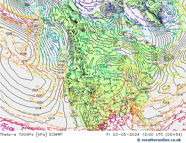 Theta-e 700hPa ECMWF Fr 03.05.2024 12 UTC