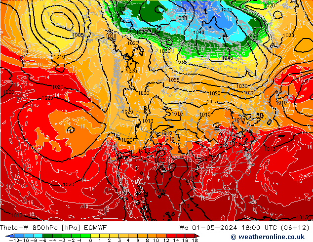 Theta-W 850hPa ECMWF  01.05.2024 18 UTC