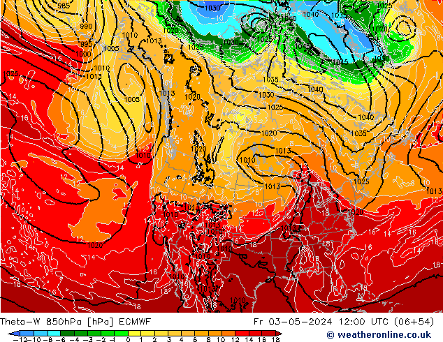 Theta-W 850hPa ECMWF Fr 03.05.2024 12 UTC