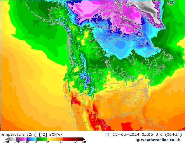 Temperature (2m) ECMWF Th 02.05.2024 03 UTC