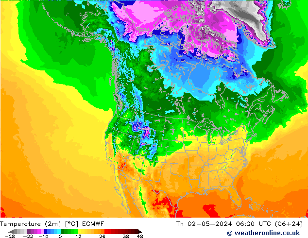 Sıcaklık Haritası (2m) ECMWF Per 02.05.2024 06 UTC