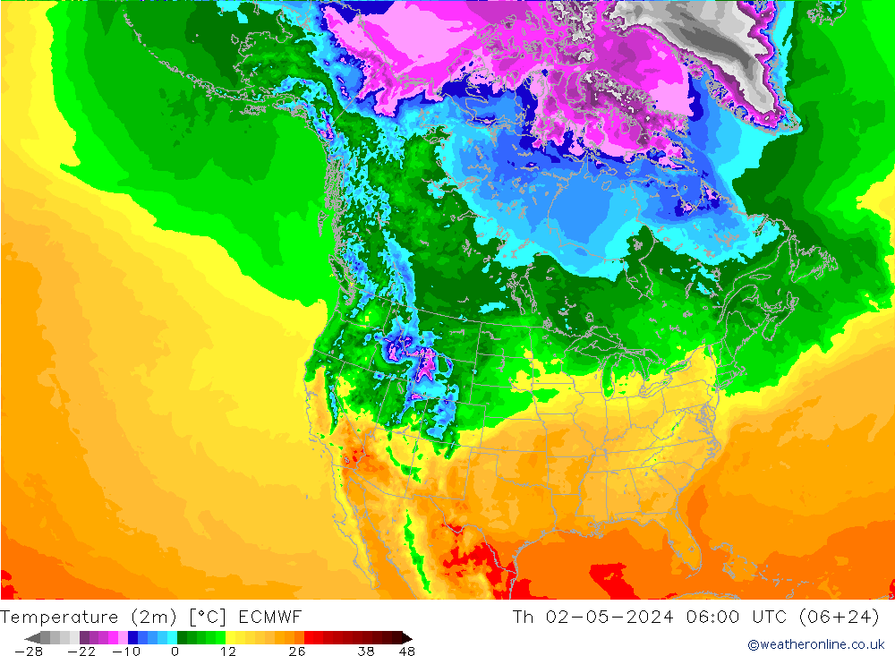 Sıcaklık Haritası (2m) ECMWF Per 02.05.2024 06 UTC